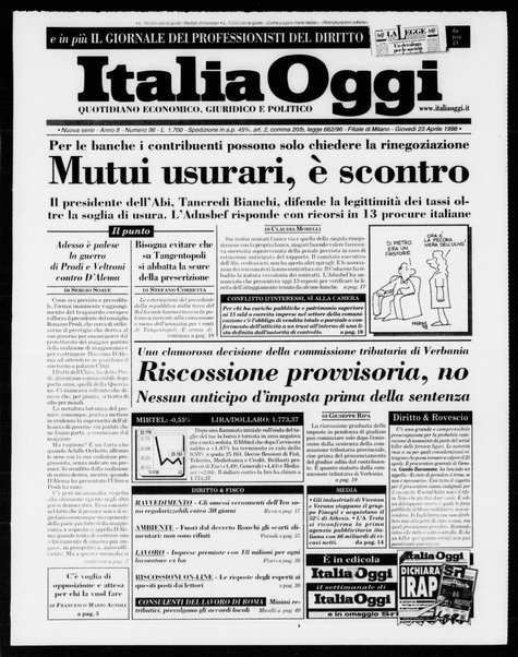 Italia oggi : quotidiano di economia finanza e politica